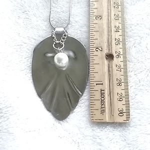 Vintage spoon pendant, silver, pearl, old
